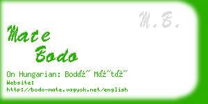 mate bodo business card